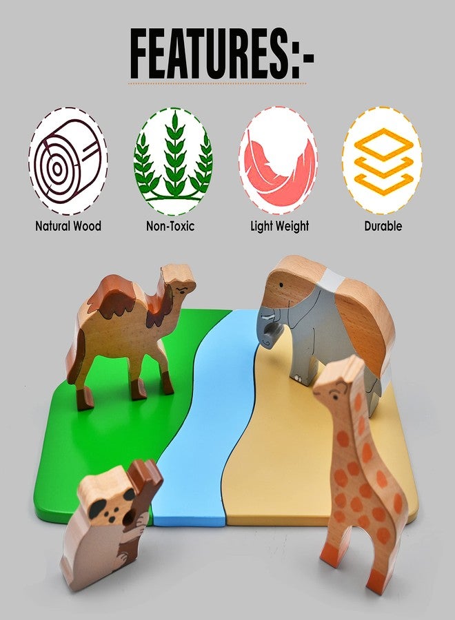 فيكريدا مجموعة ألعاب فيكريدا المكونة من 4 قطع من مجسمات الحيوانات الخشبية، مصنوعة من خشب طبيعي ناعم، ألعاب تعليمية للأطفال الصغار في مرحلة ما قبل المدرسة - Image 5